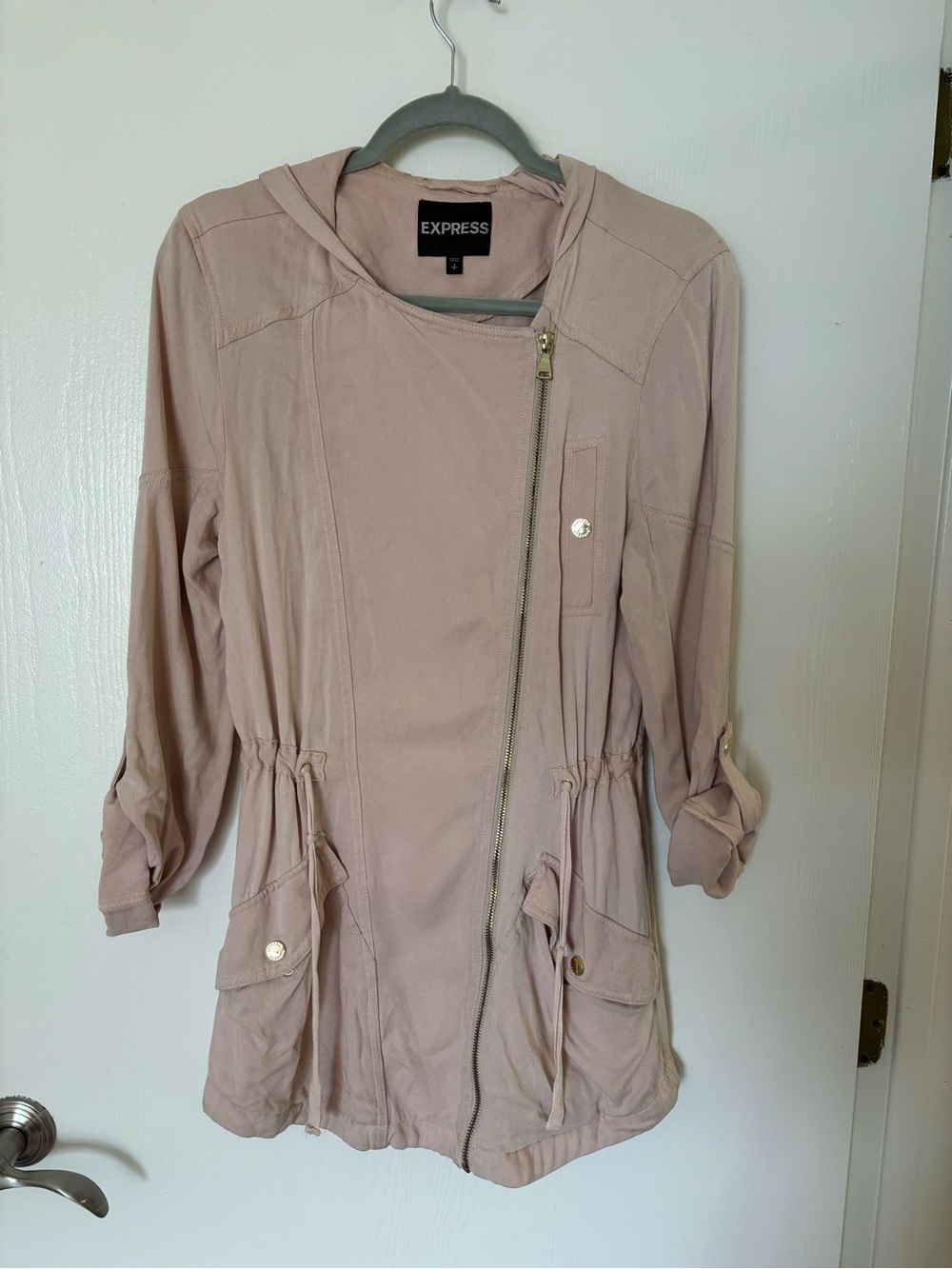 Express Hooded Utility Jacket in Dusty Rose